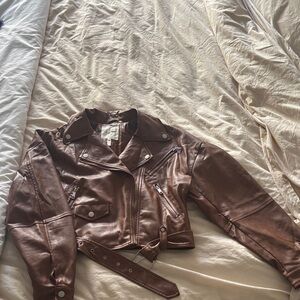 Avec Les Filles Brown Leather Jacket